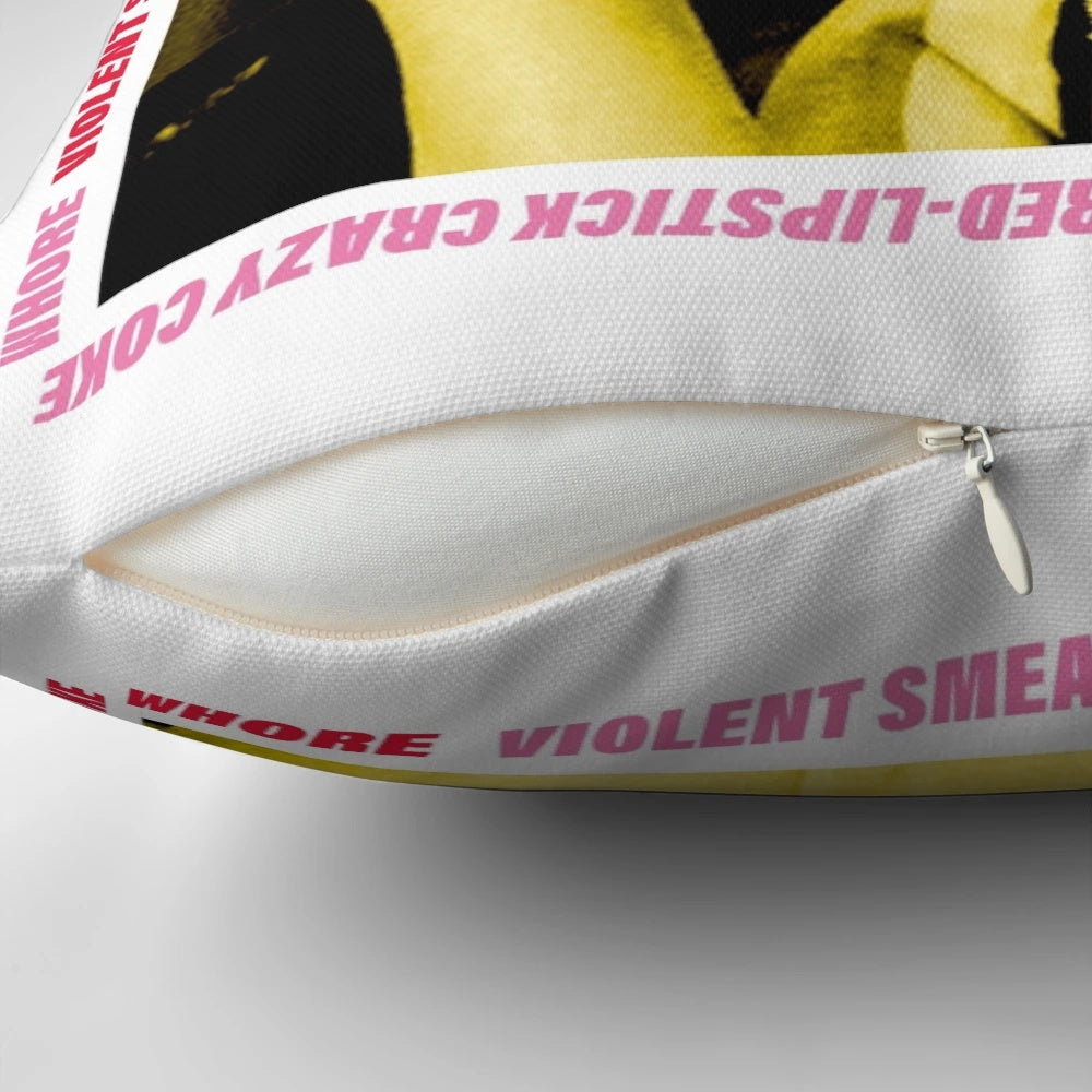 Courtney Love inspired sober pillow with 90s and 2000s pop culture references