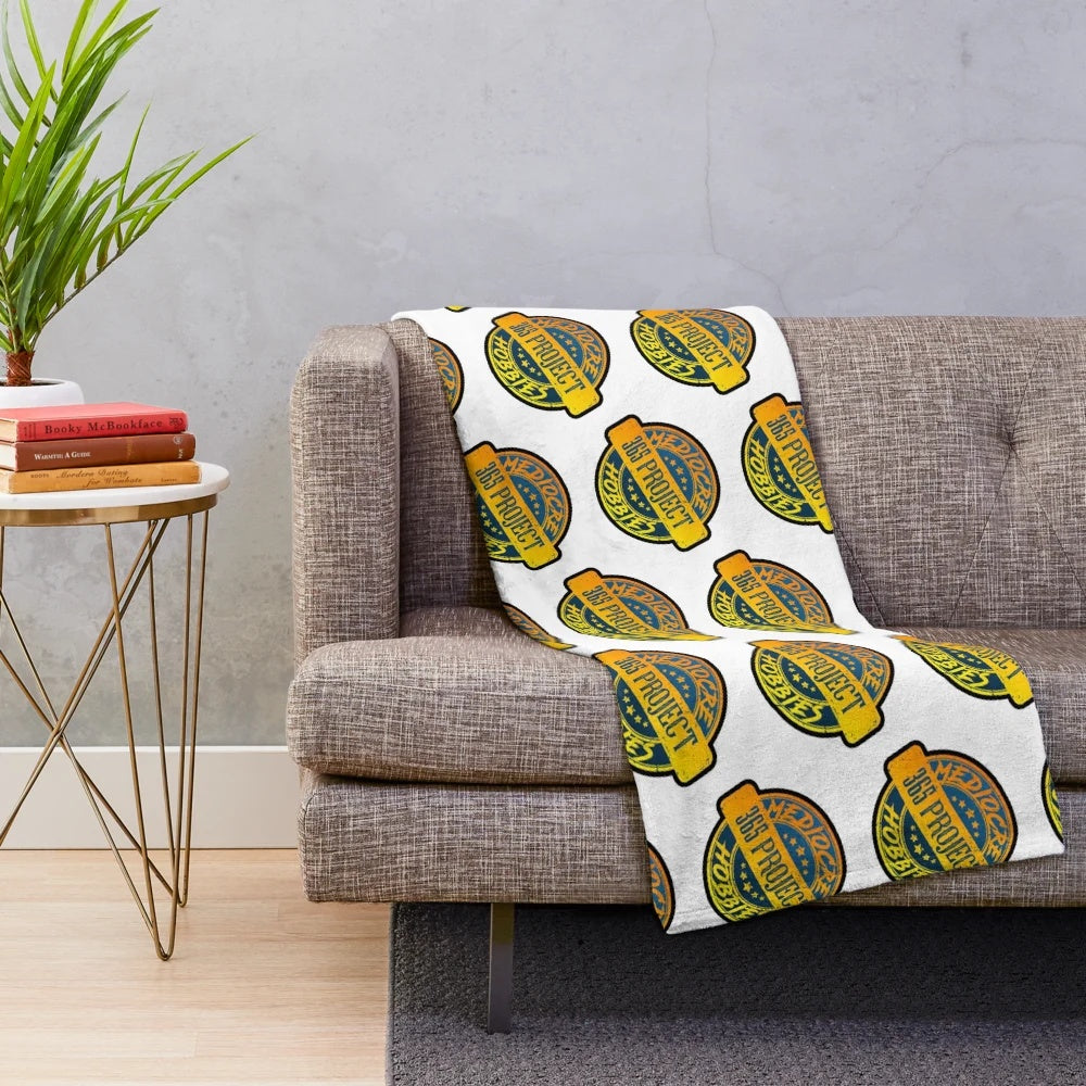 Plush blanket featuring the Mediocre Hobbies YouTube channel branding