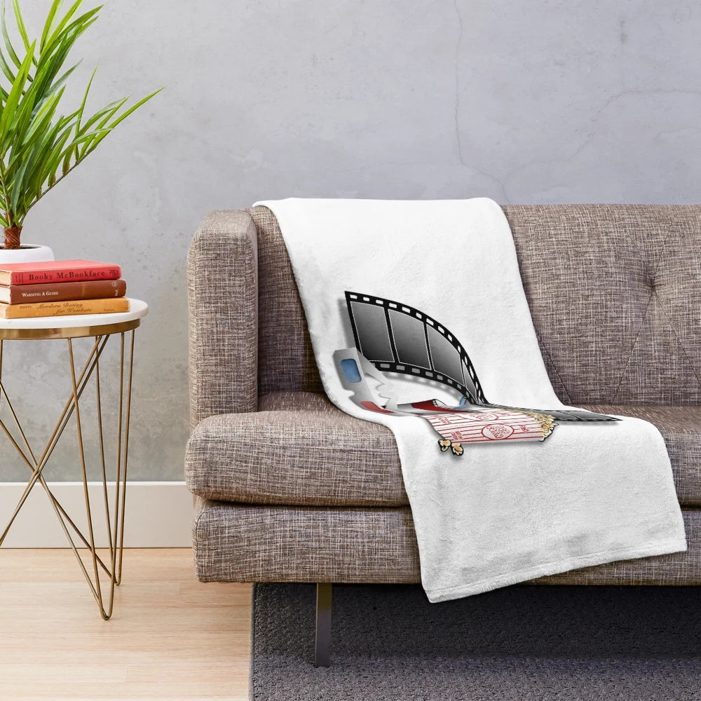 Cozy 3D cinematic plush blanket featuring movie theatre design