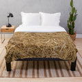 Cozy 3D straw and hay plush blanket for rustic home decor