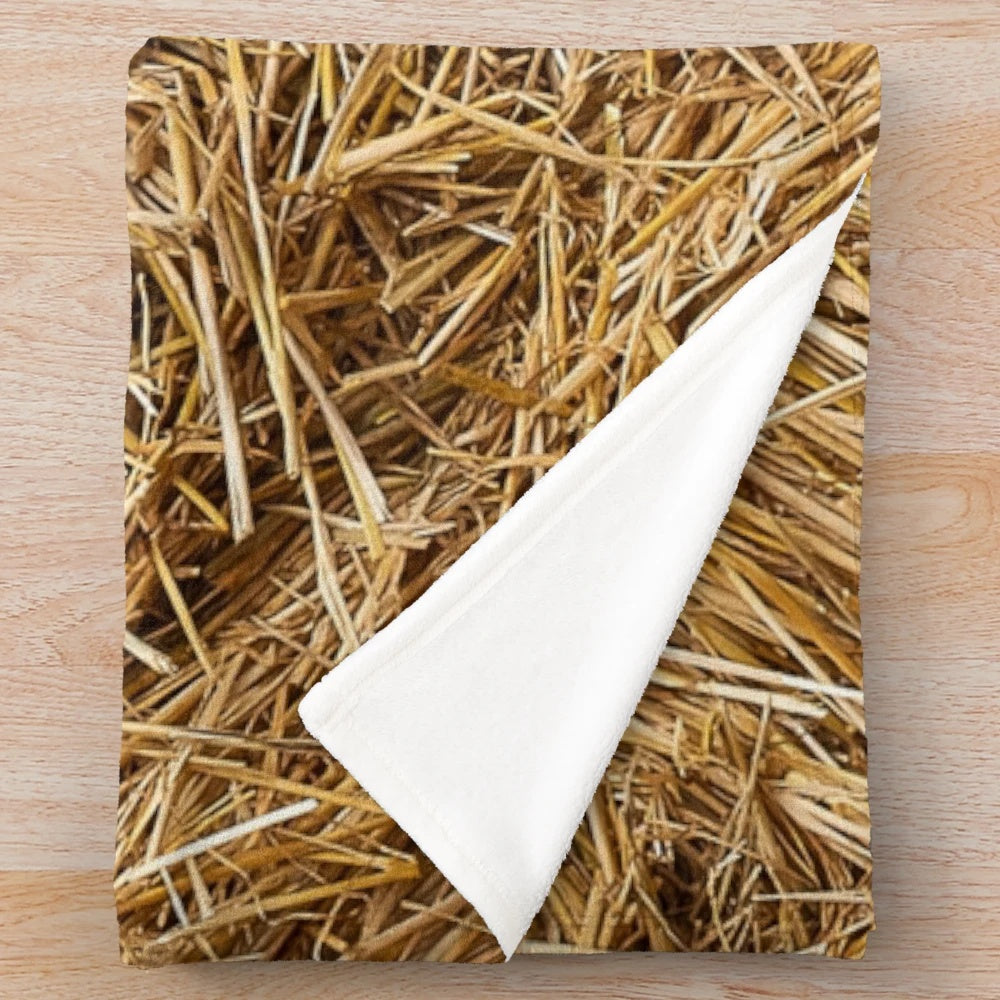 Cozy 3D straw and hay plush blanket for rustic home decor