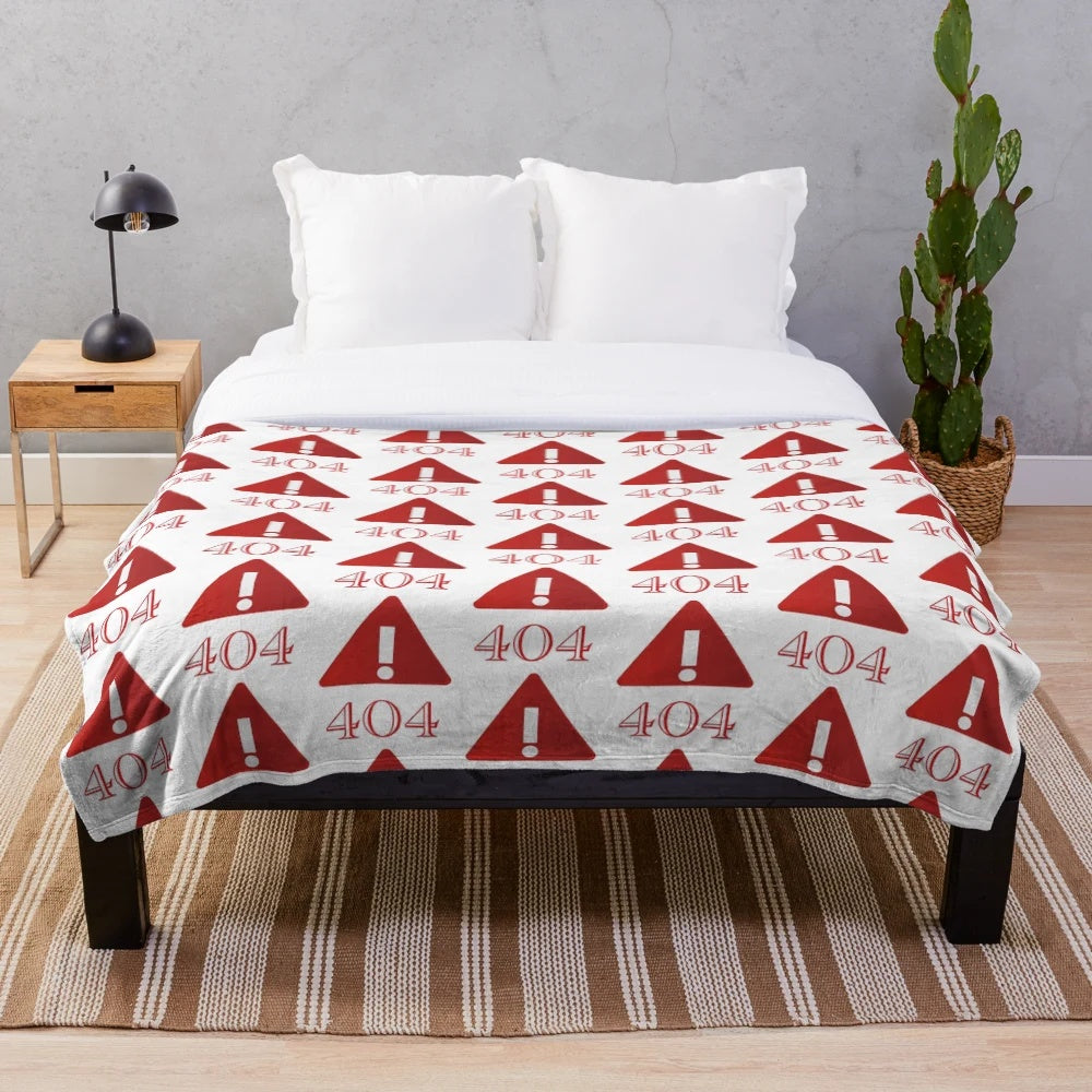 Red 404 error plush blanket with classic computer programming design