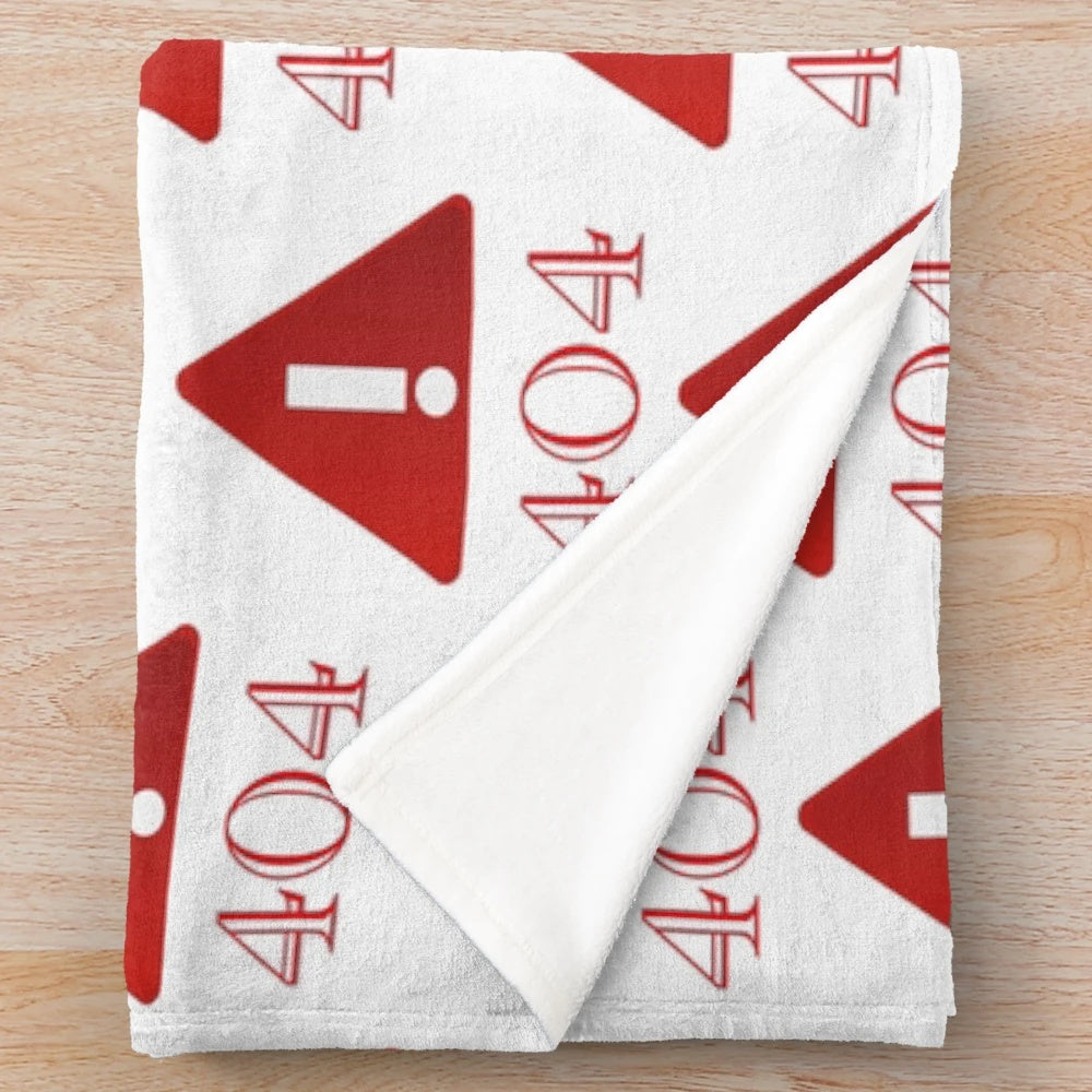 Red 404 error plush blanket with classic computer programming design