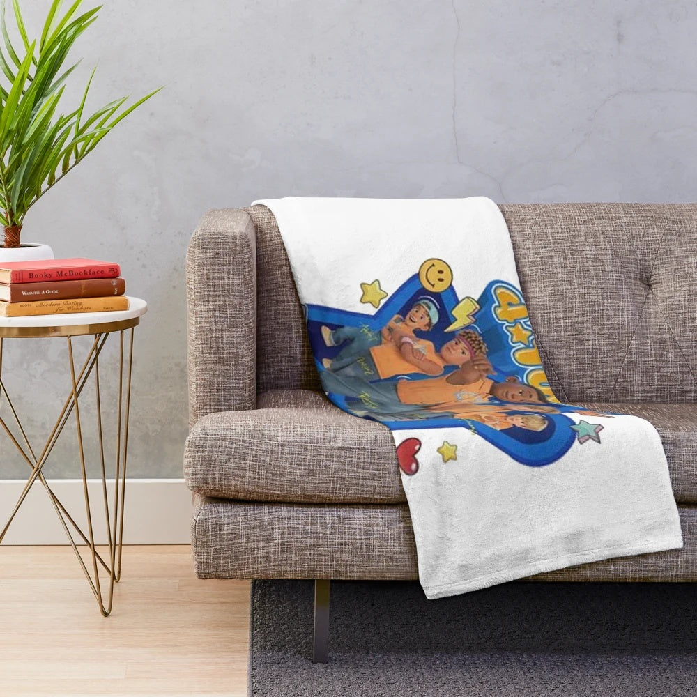 4town plush blanket featuring characters from Turning Red