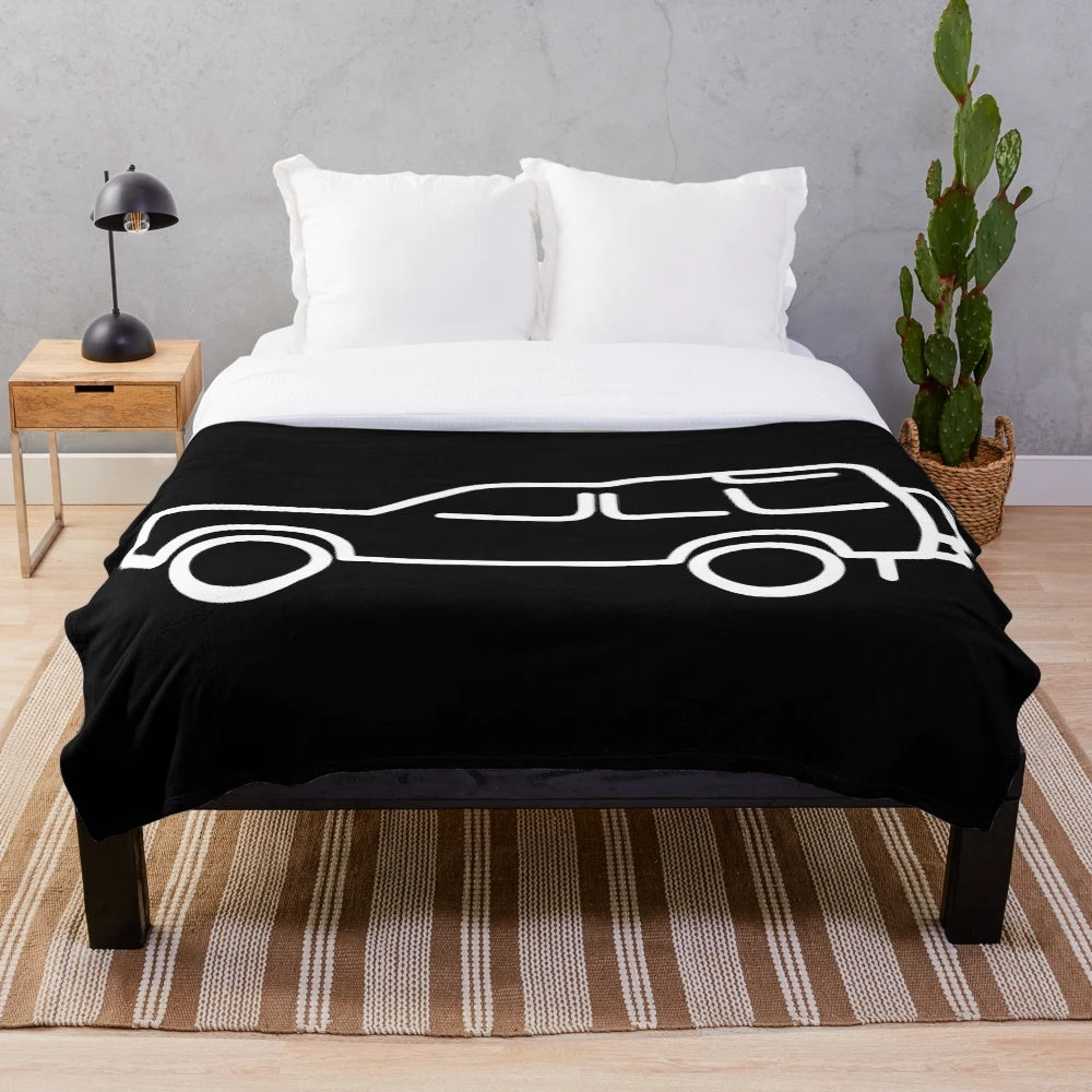 4x4 off-road inspired white plush blanket