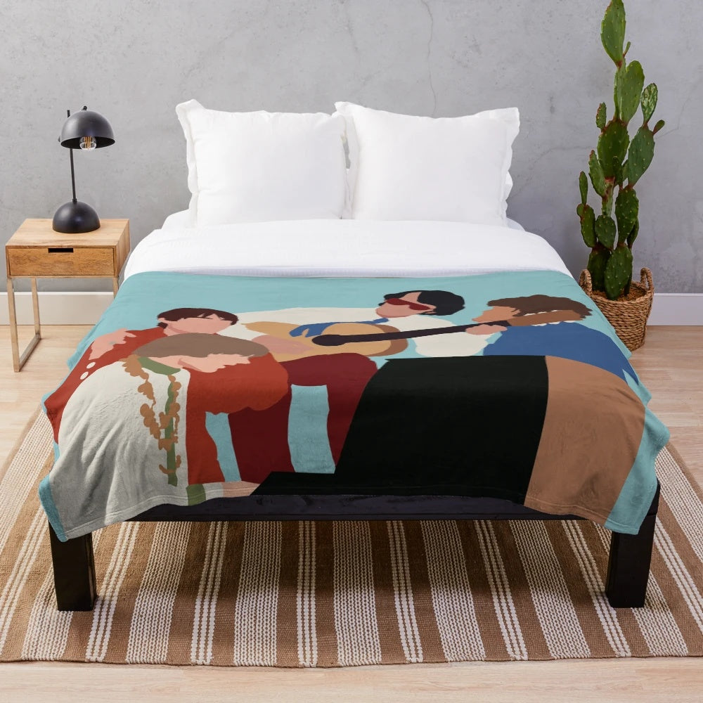 Soft and plush blanket featuring the Monkees band members