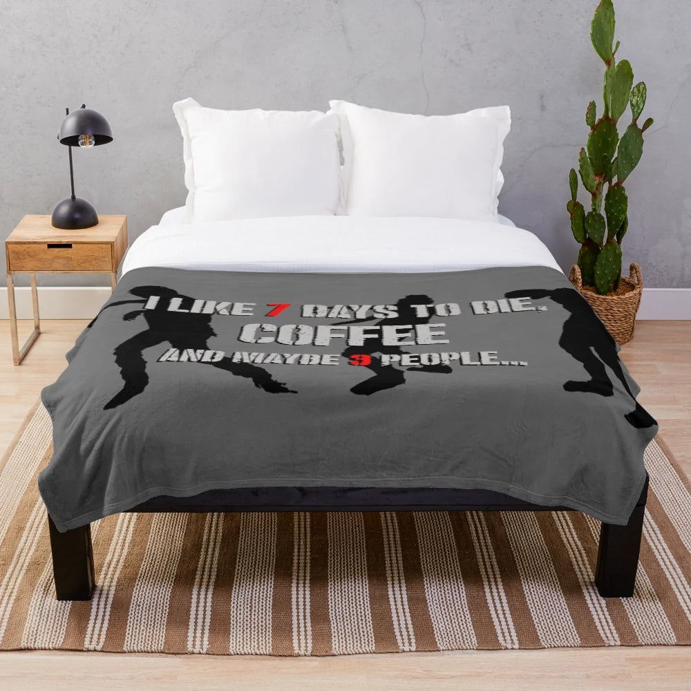 Plush blanket featuring 7 Days to Die and coffee design for gamers