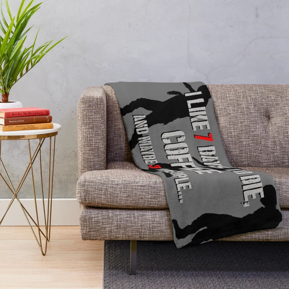 Plush blanket featuring 7 Days to Die and coffee design for gamers