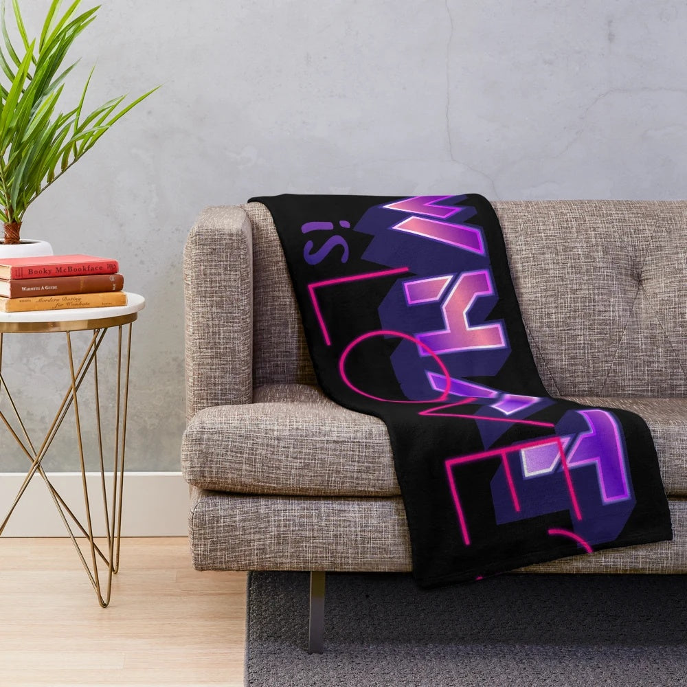 Plush blanket featuring a '90s movie cult classic design