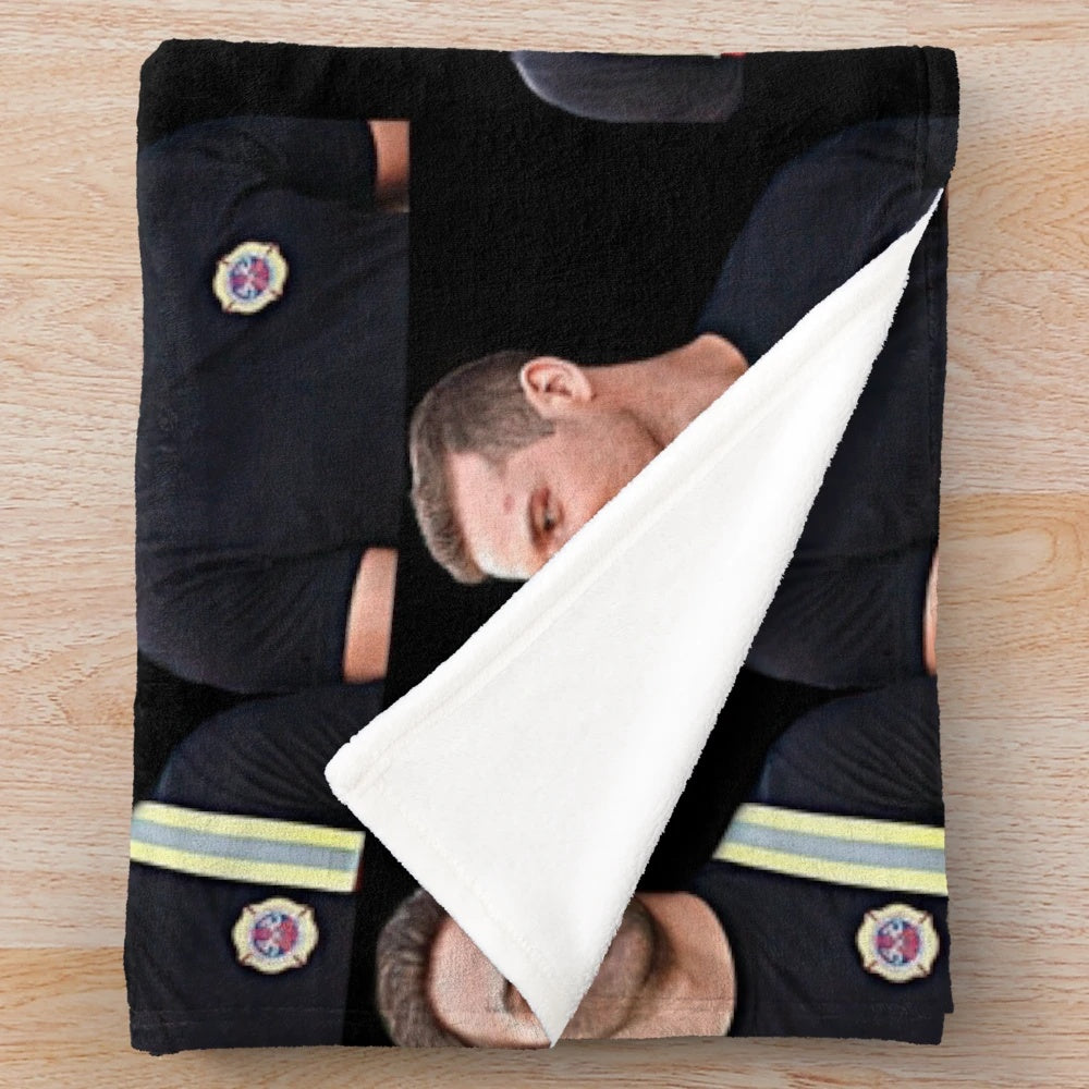 Soft and snuggly plush blanket featuring the characters Evan Buckley and Eddie Diaz from the TV show 911