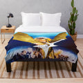 Plush blanket featuring an abstract dragon design in a variety of vibrant colors