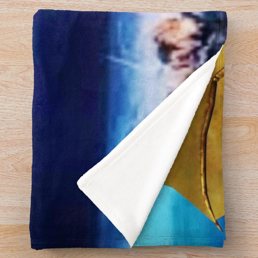 Plush blanket featuring an abstract dragon design in a variety of vibrant colors