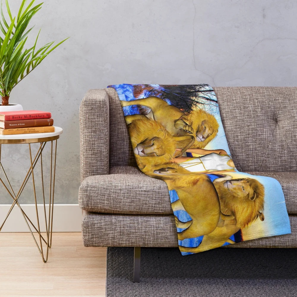 Plush blanket featuring abstract lion design