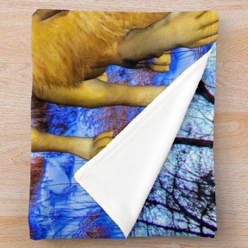Plush blanket featuring abstract lion design