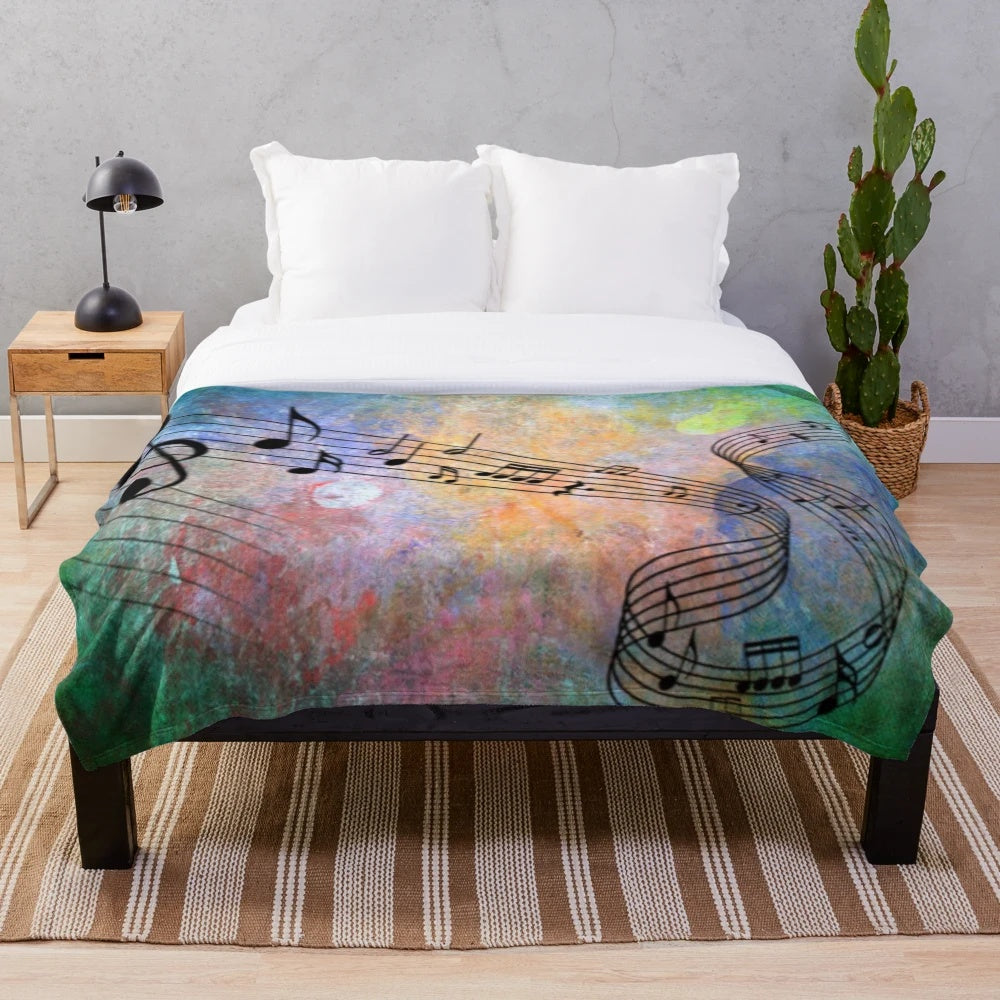Soft and comfy abstract music patterned plush blanket