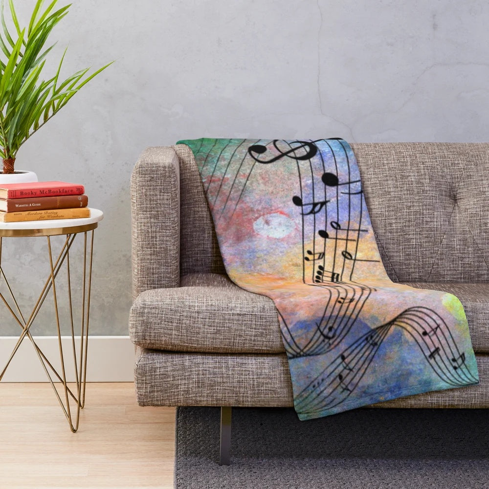 Soft and comfy abstract music patterned plush blanket