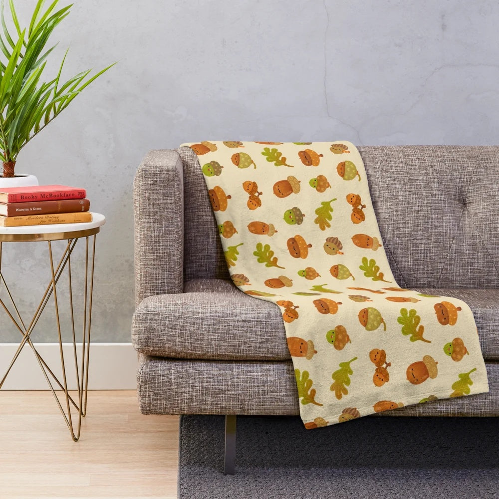 Acorn plush blanket in a cozy, nature-inspired design