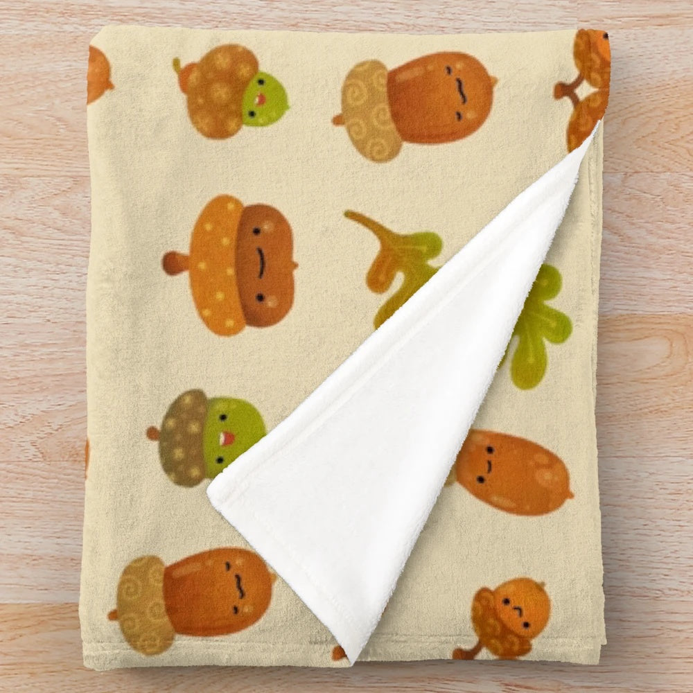 Acorn plush blanket in a cozy, nature-inspired design