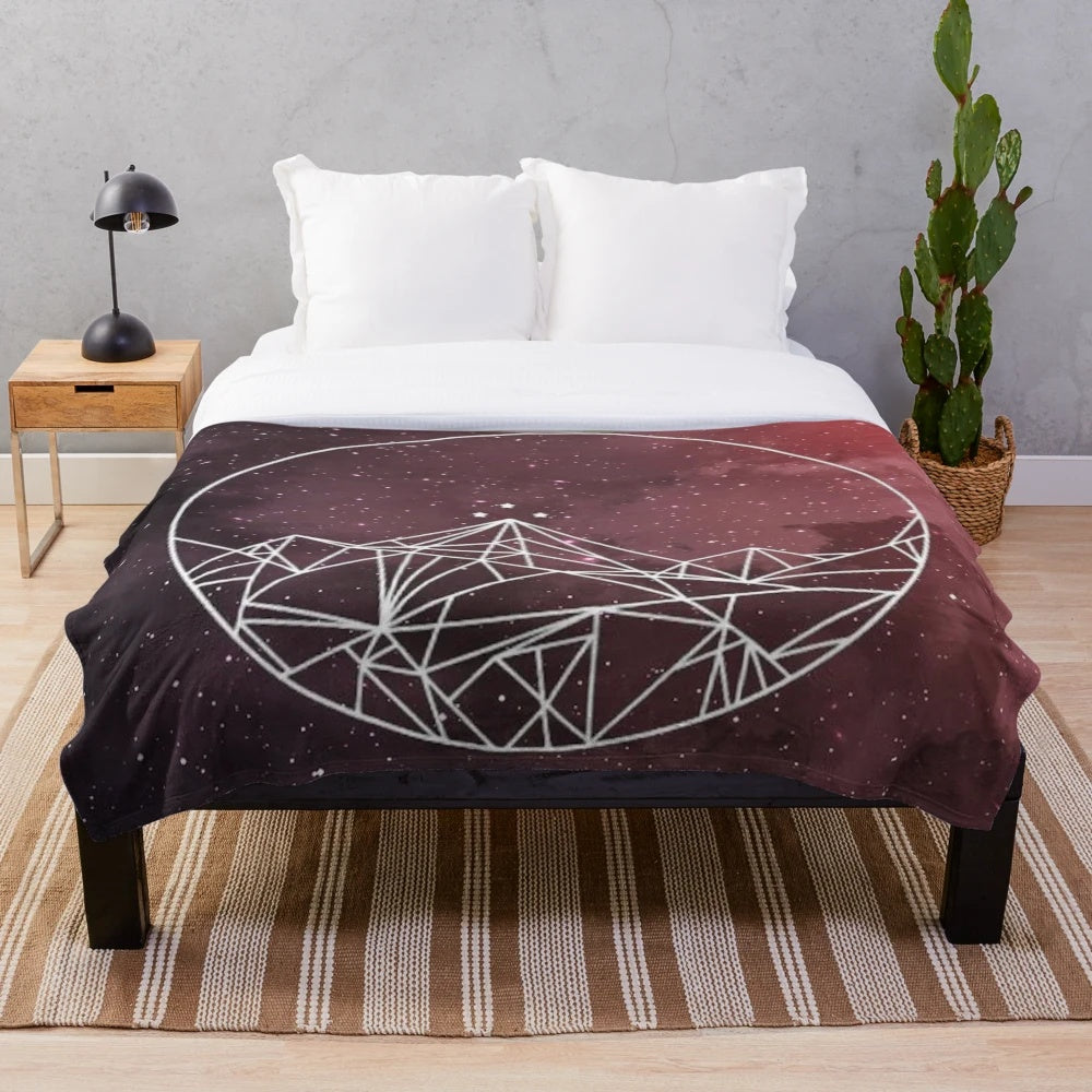 Acotar-inspired plush blanket featuring mountains and stars design