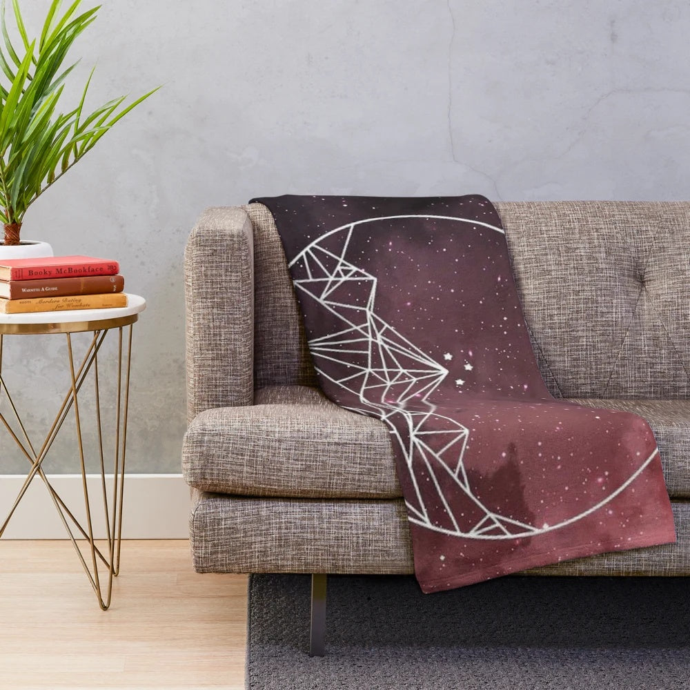 Acotar-inspired plush blanket featuring mountains and stars design