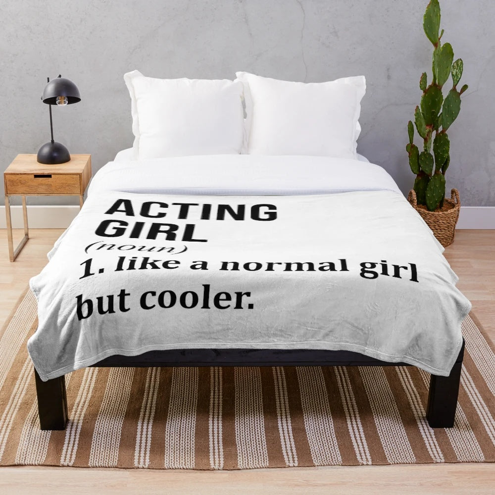 Acting Girl Plush Blanket for Theater and Drama Enthusiasts