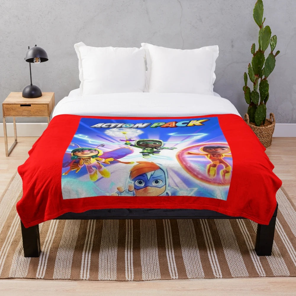 Action Pack inspired plush blanket for kids