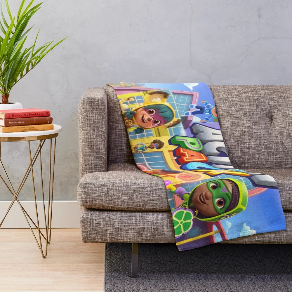 Action pack cartoon character plush blanket