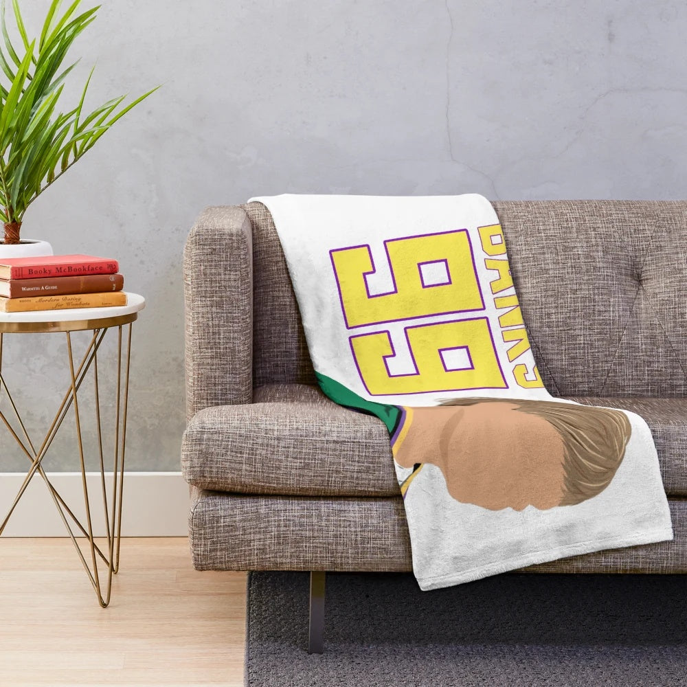 Plush blanket featuring the character Adam Banks from the 1990s Disney sports movie The Mighty Ducks