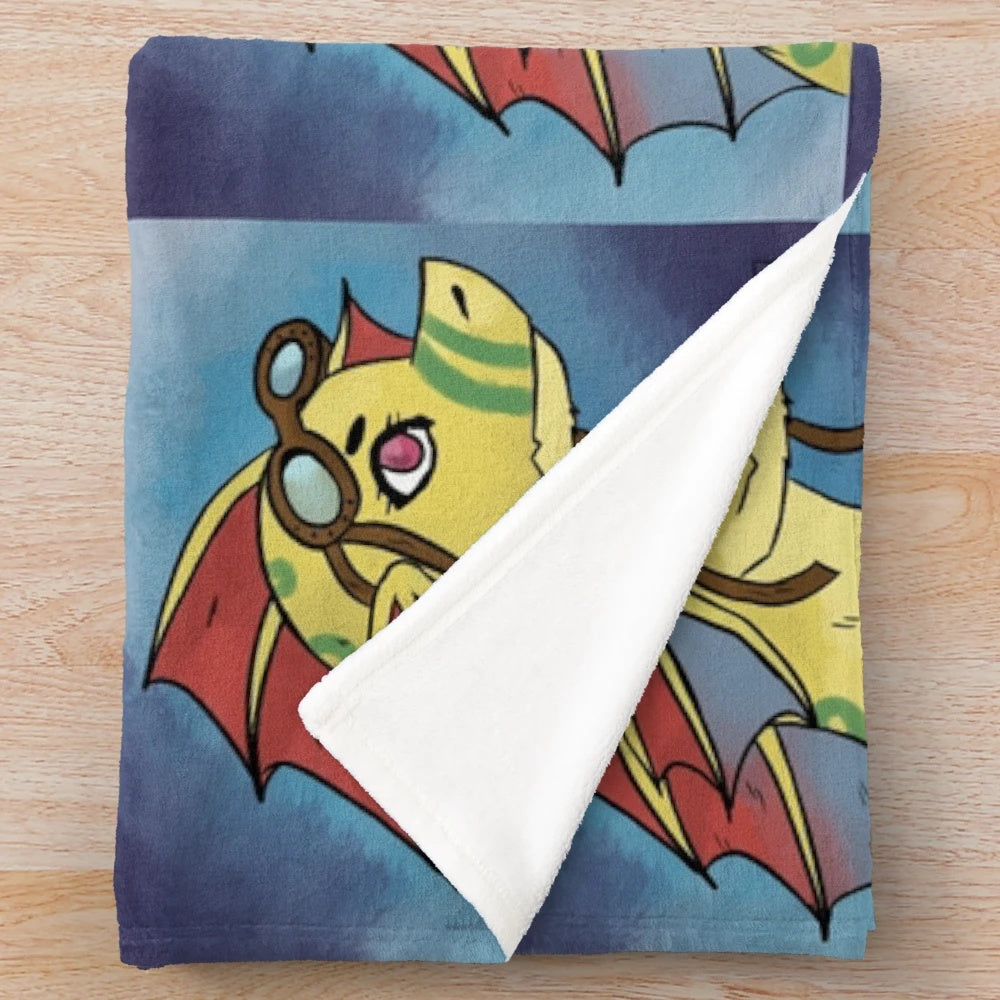 Adine-inspired plush blanket featuring a fantasy creature with scaly wings