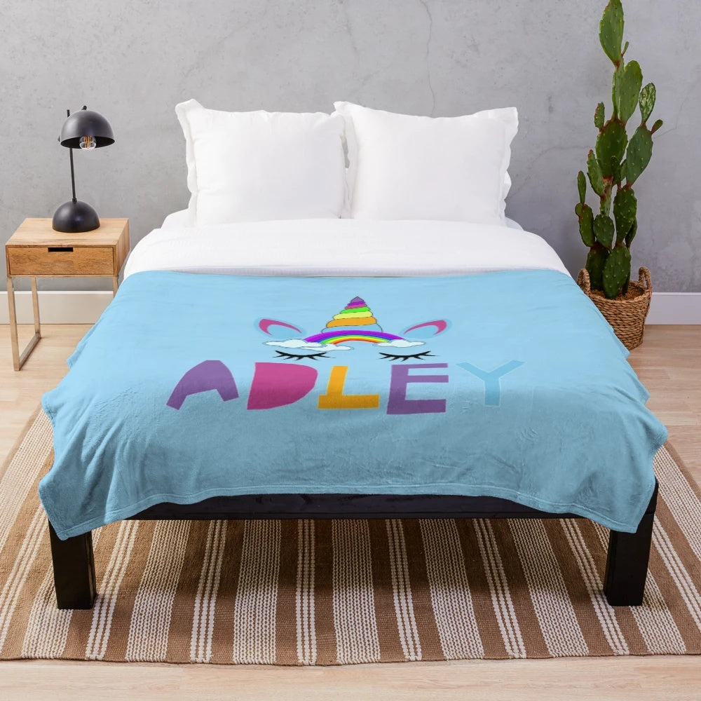 Adley Plush Blanket with Unicorn Design
