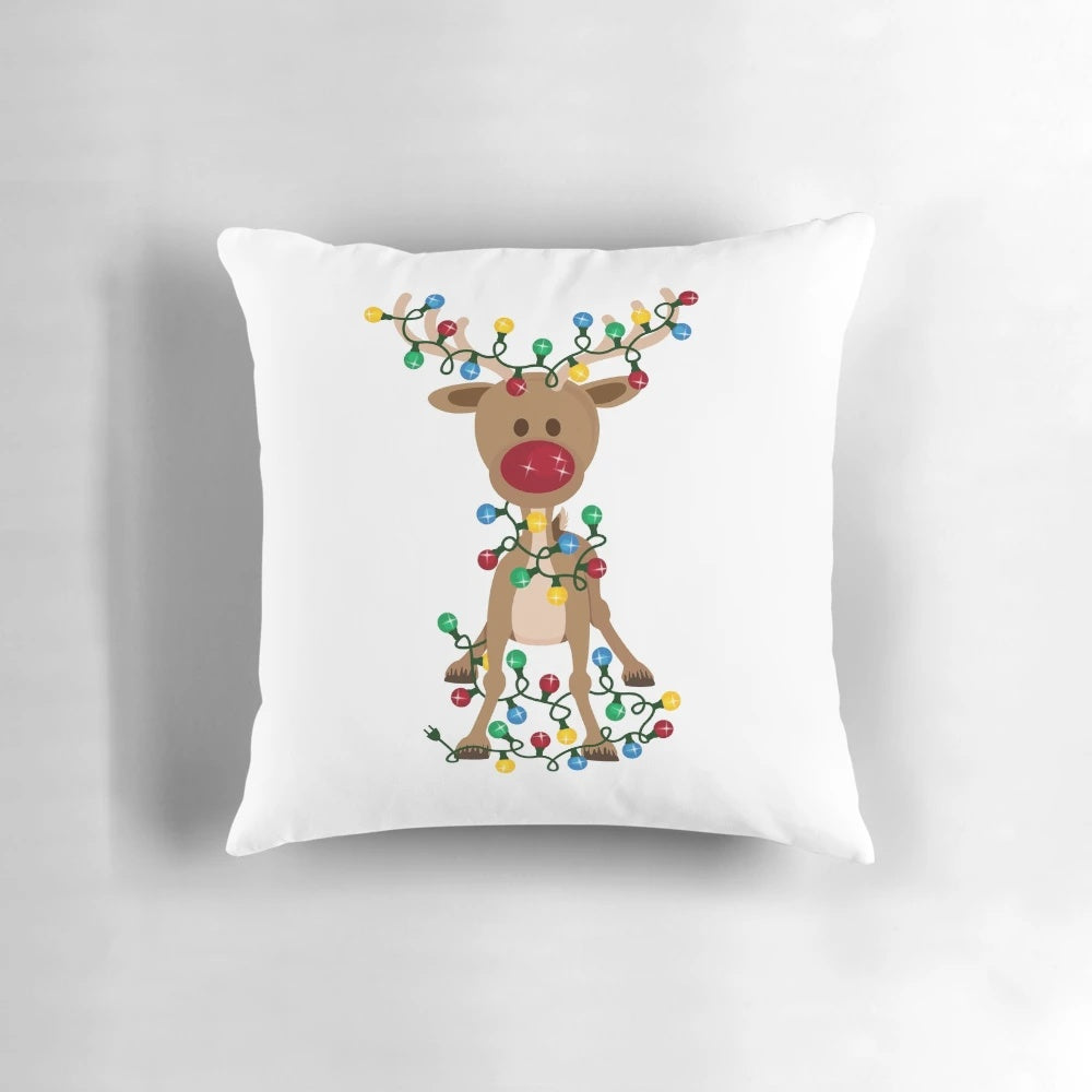 Adorable reindeer-themed pillow in a festive Christmas design