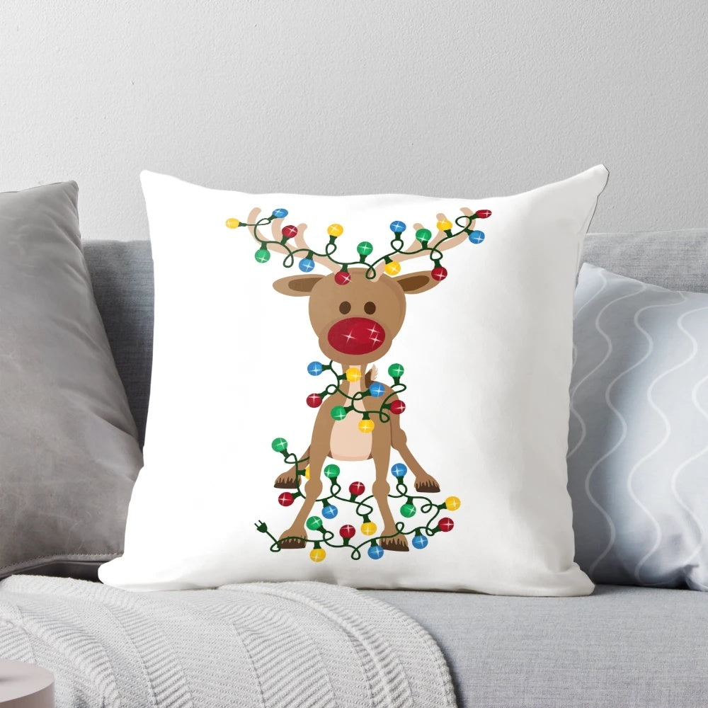 Adorable reindeer-themed pillow in a festive Christmas design
