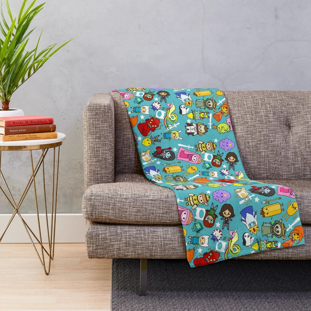 Adventure Time inspired plush blanket with soft, cozy fabric