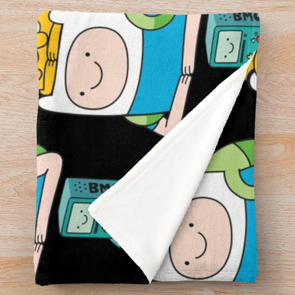 Adventure Time Inspired Plush Blanket with Finn, Jake, and BMO