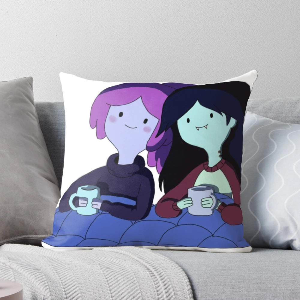 Soft, plush 'Adventure Time' pillow featuring Princess Bubblegum and Marceline