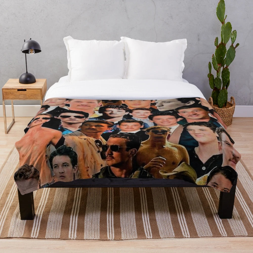 Miles Teller inspired college style plush blanket