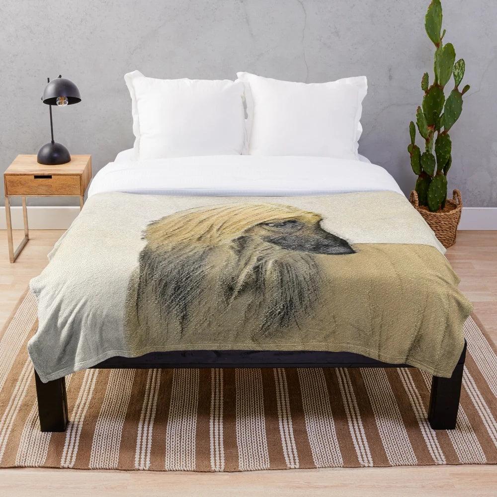 Soft and snuggly plush blanket featuring a portrait of an adorable Afghan hound dog