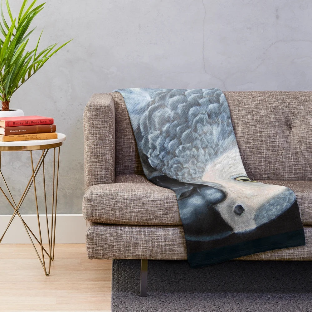 African Grey Parrot Plush Blanket with Colorful Parrot Art