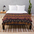 Plush blanket with an earthy, tribal African mudcloth pattern in warm, natural tones