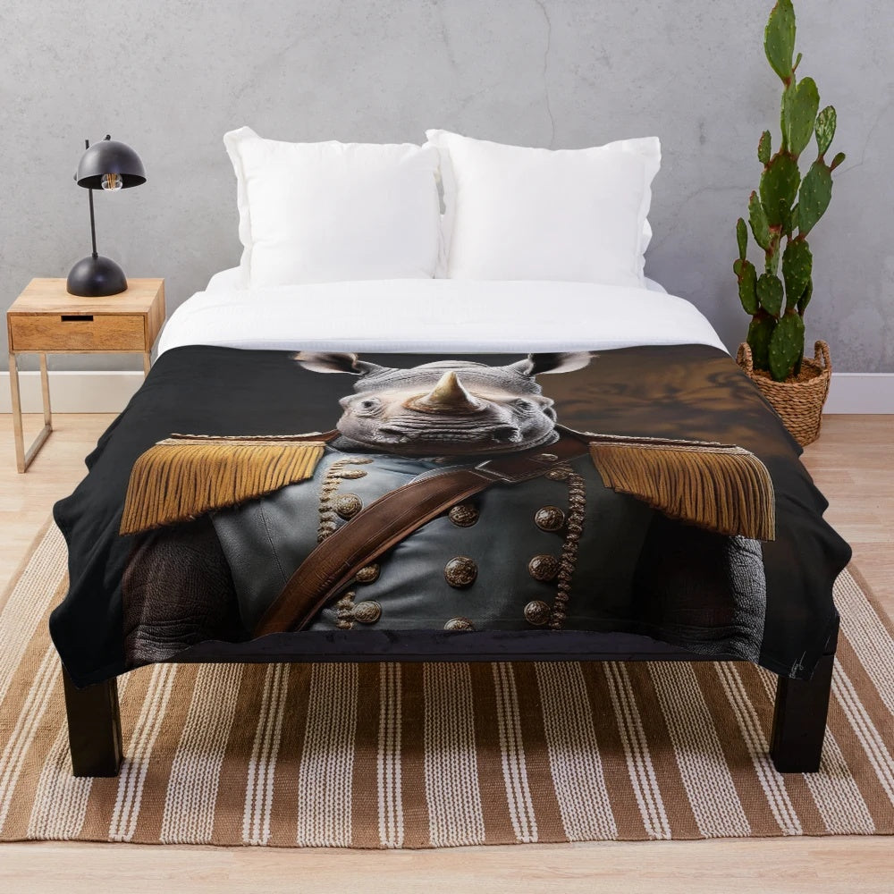 Plush blanket with African wildlife motifs