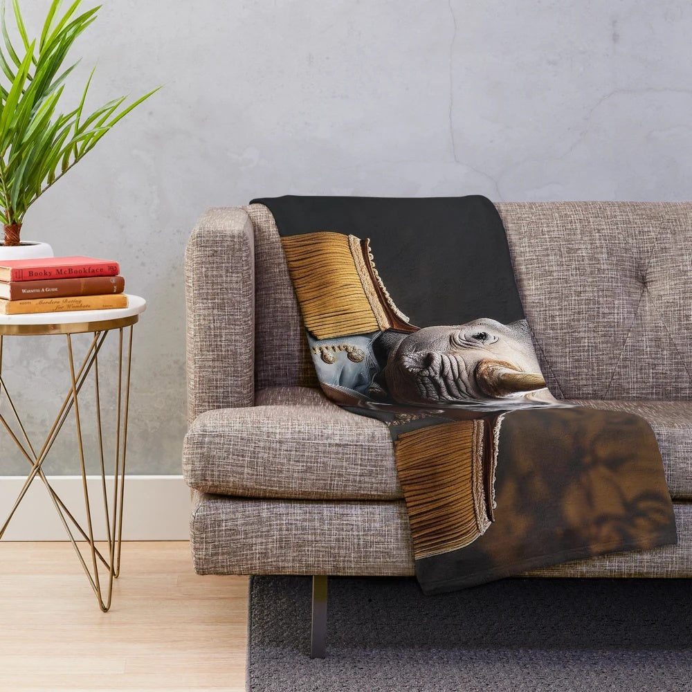 Plush blanket with African wildlife motifs