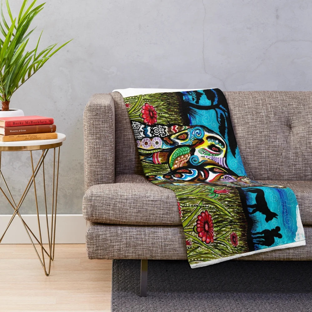 African wild dog plush blanket featuring stunning wildlife art