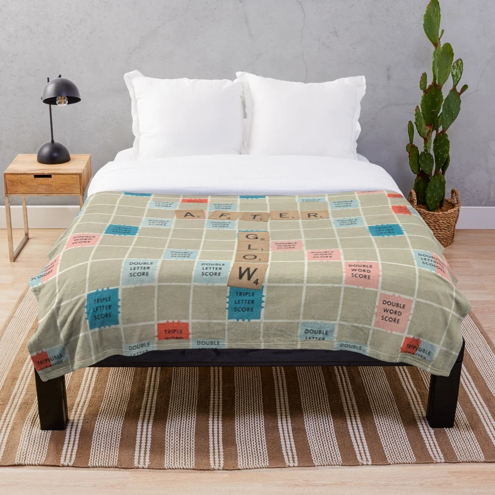Afterglow scrabble plush blanket for cozy nights