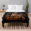 Agust D (Suga) inspired plush blanket featuring a flames design