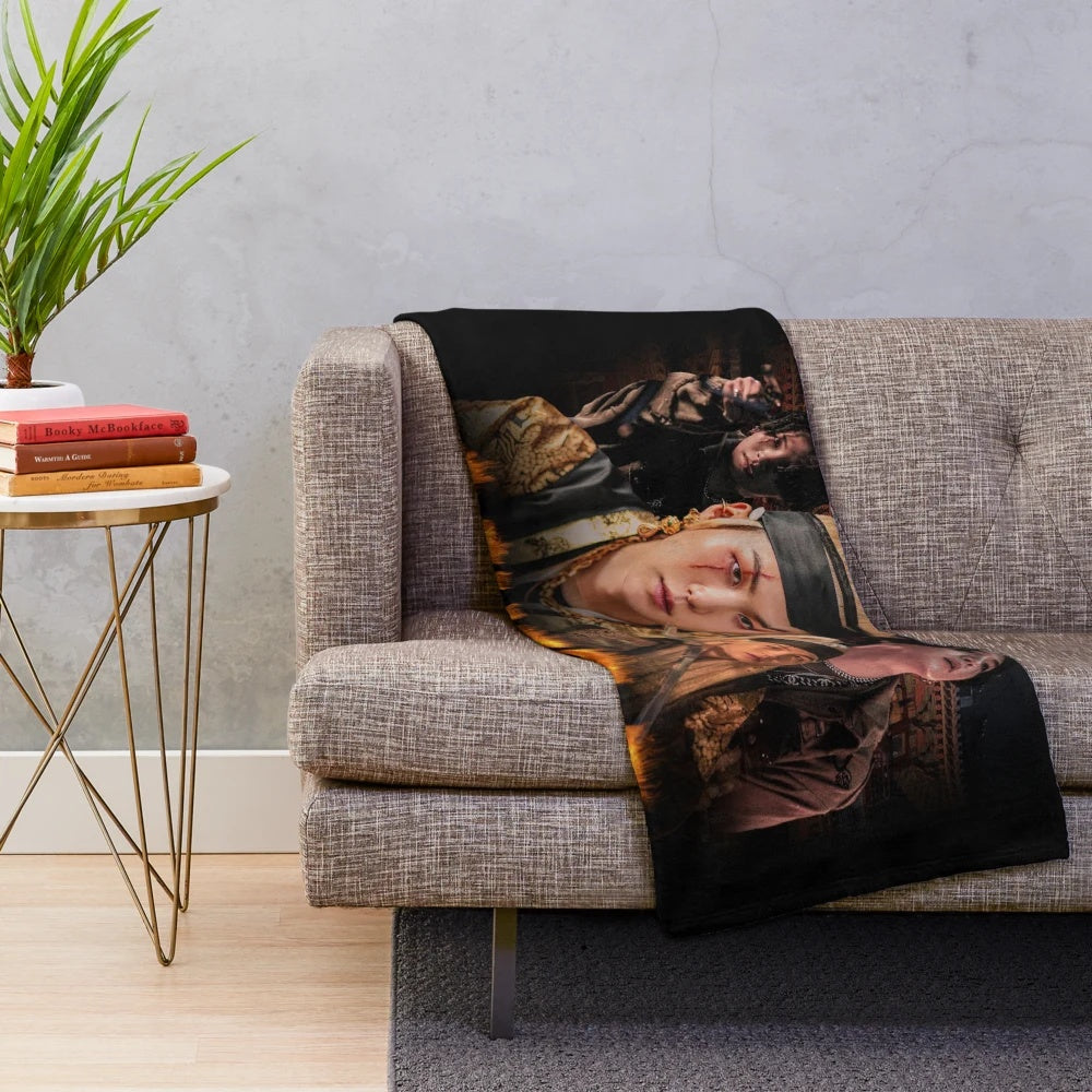 Agust D (Suga) inspired plush blanket featuring a flames design