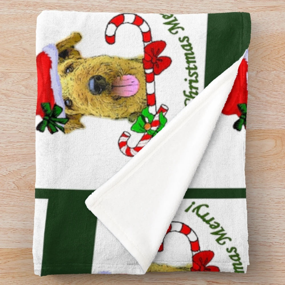 Airedale Terrier Snuggling Under a Cozy Plush Blanket