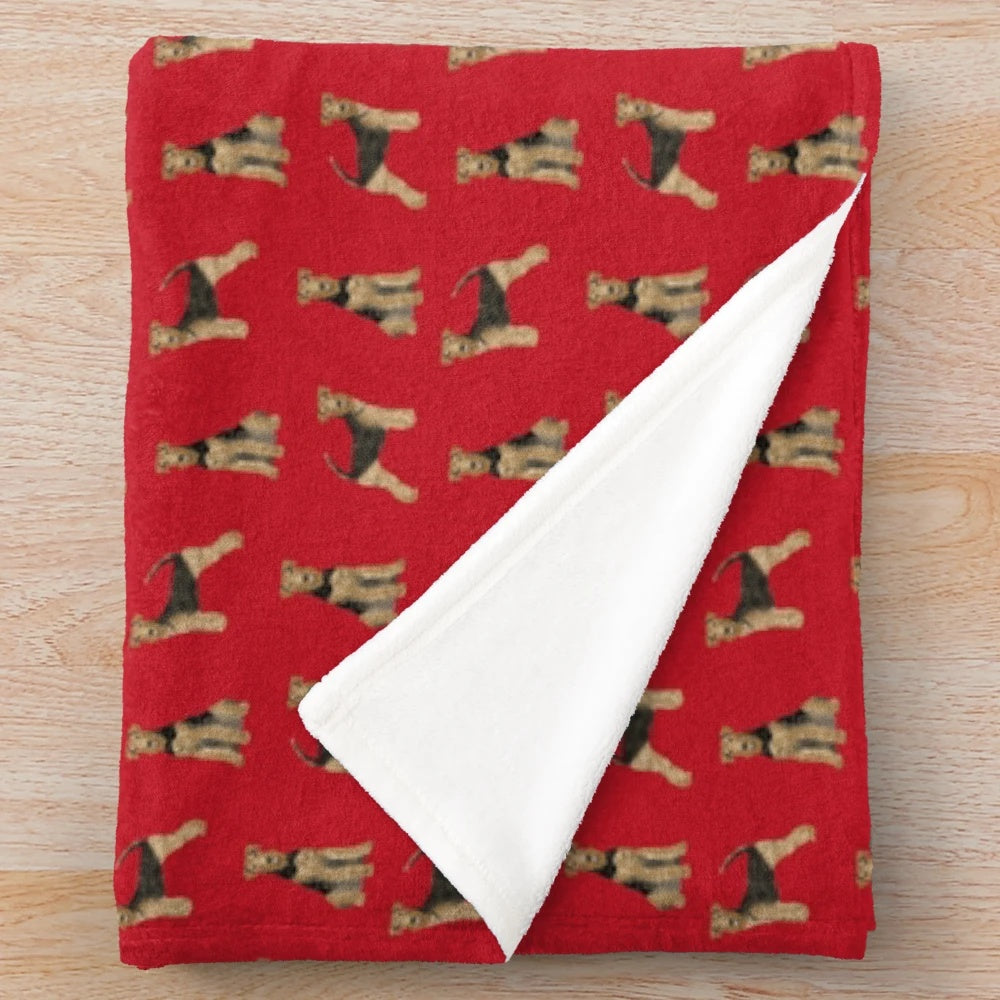 Airedale Terrier-patterned plush blanket for Airedale dog lovers