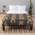 Airedale Terrier Plush Blanket with Cute Dog Illustration