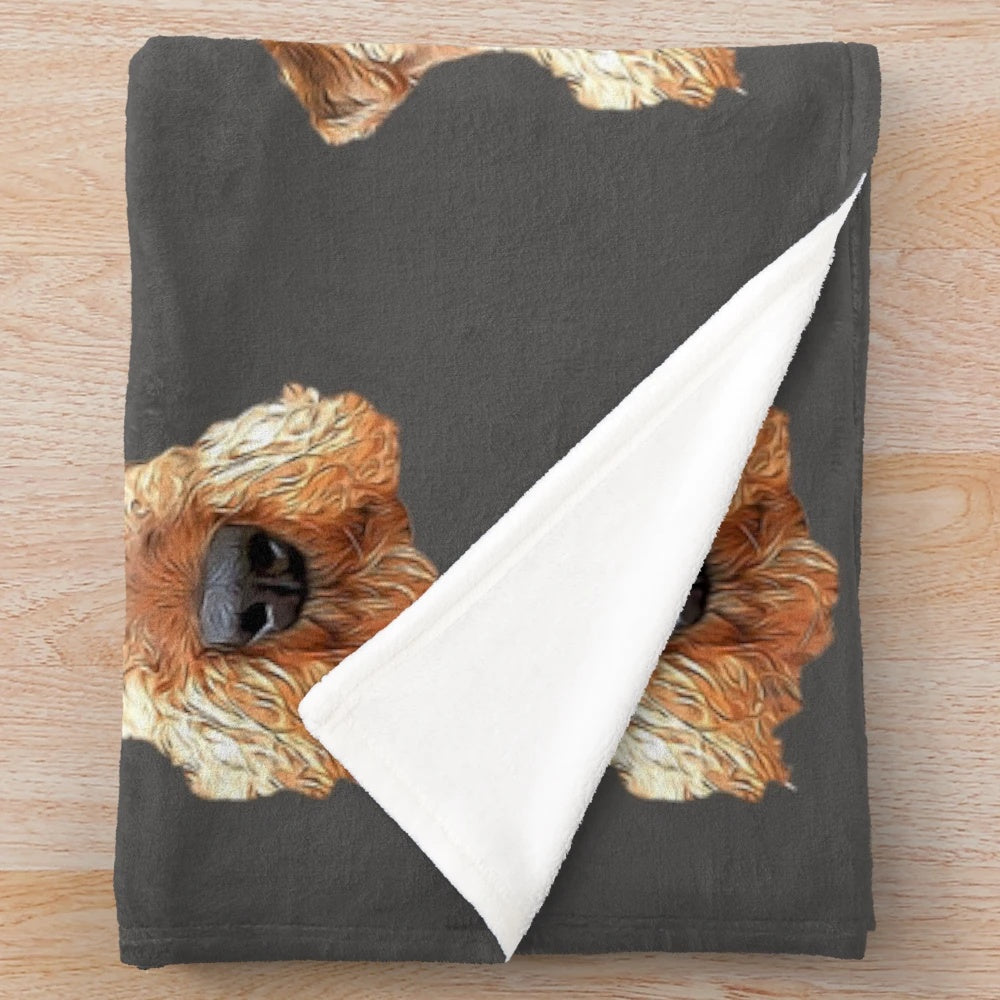 Airedale Terrier Plush Blanket with Cute Dog Illustration