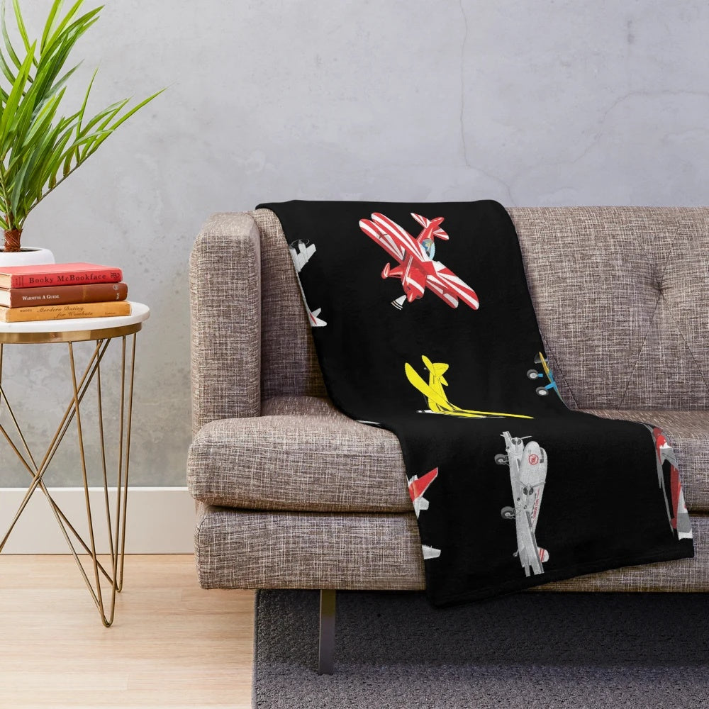 Soft, plush airplane-themed blanket for aviation lovers